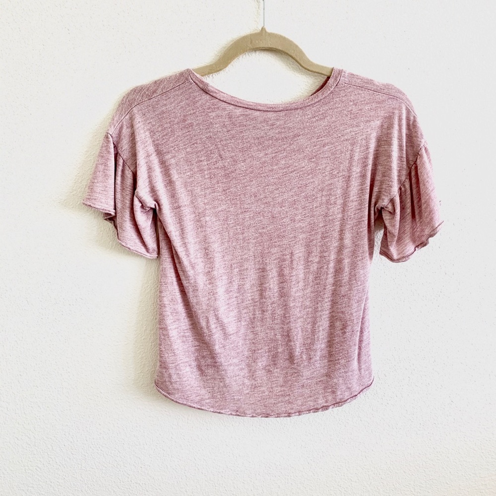 Girls Pink Loose Ruffle Tee - Picture 2 of 3